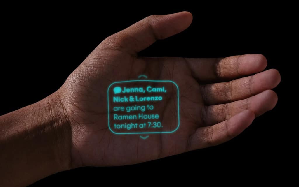Humane AI Pin - Projektion auf Handfläche