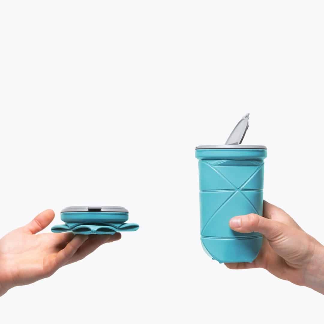 DiFold Origami Cup in den Farben Purple und Jade Blue